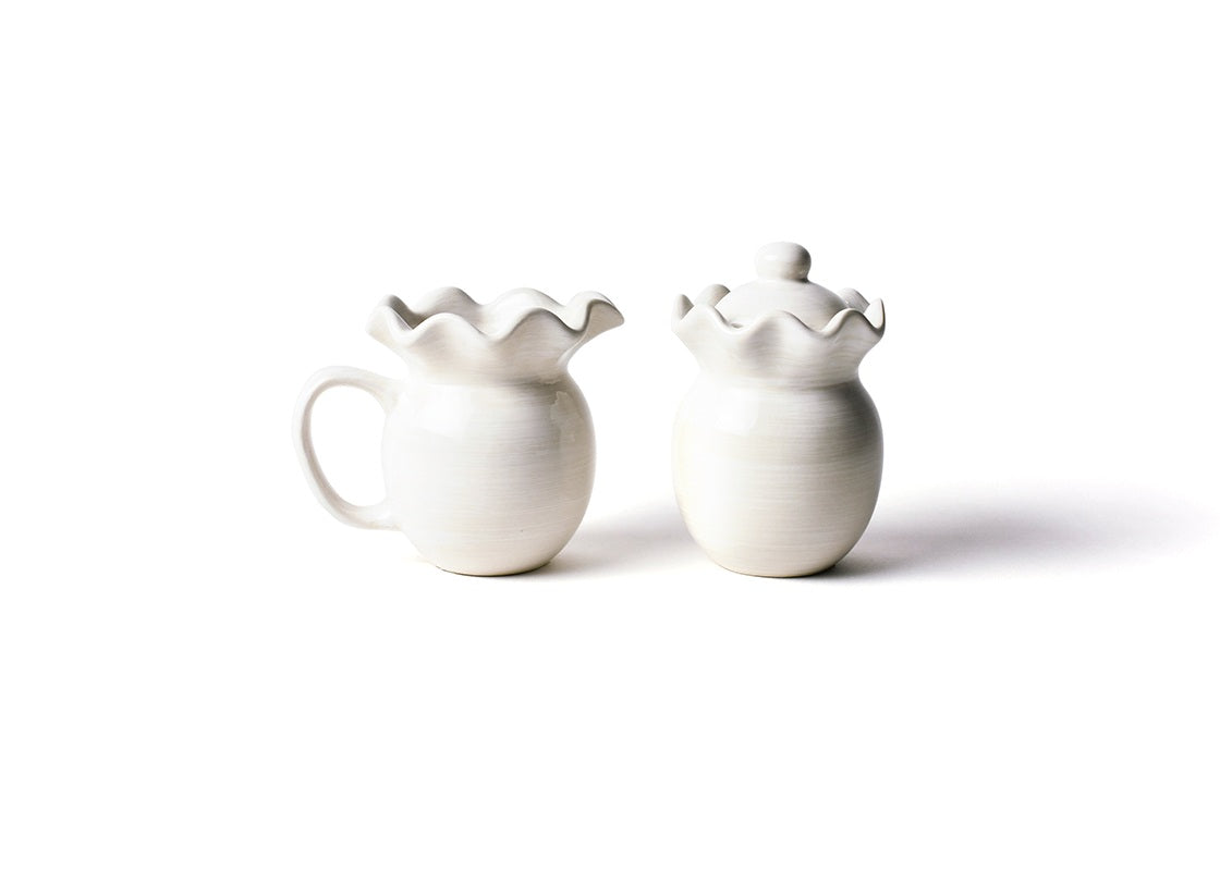 Signature White Ruffle Cream and Sugar Set