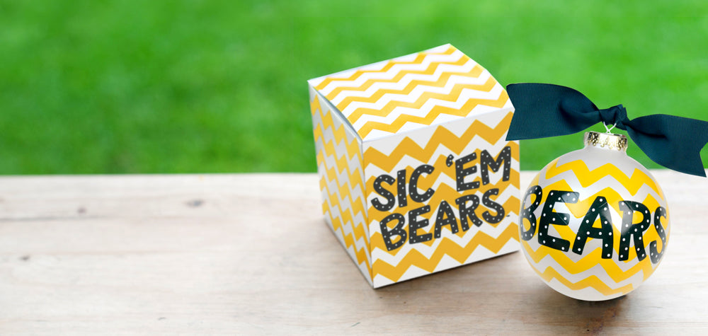 Baylor Chevron Glass Ornament