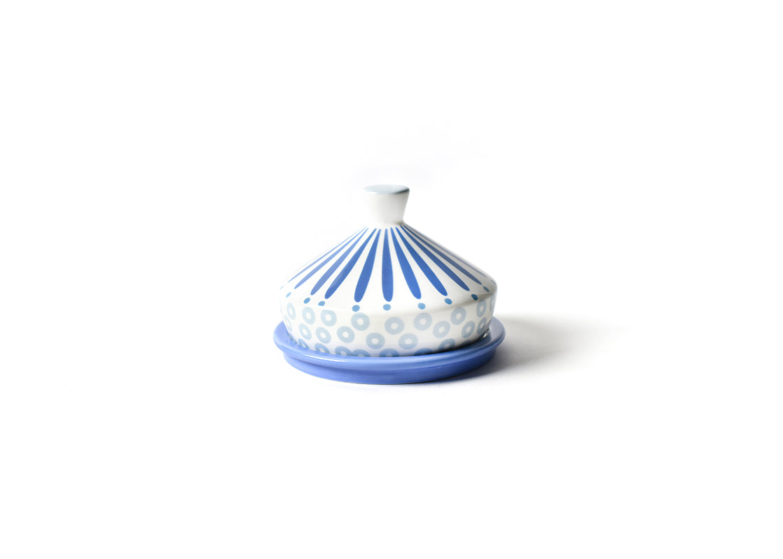 Iris Blue Burst Round Butter Dish