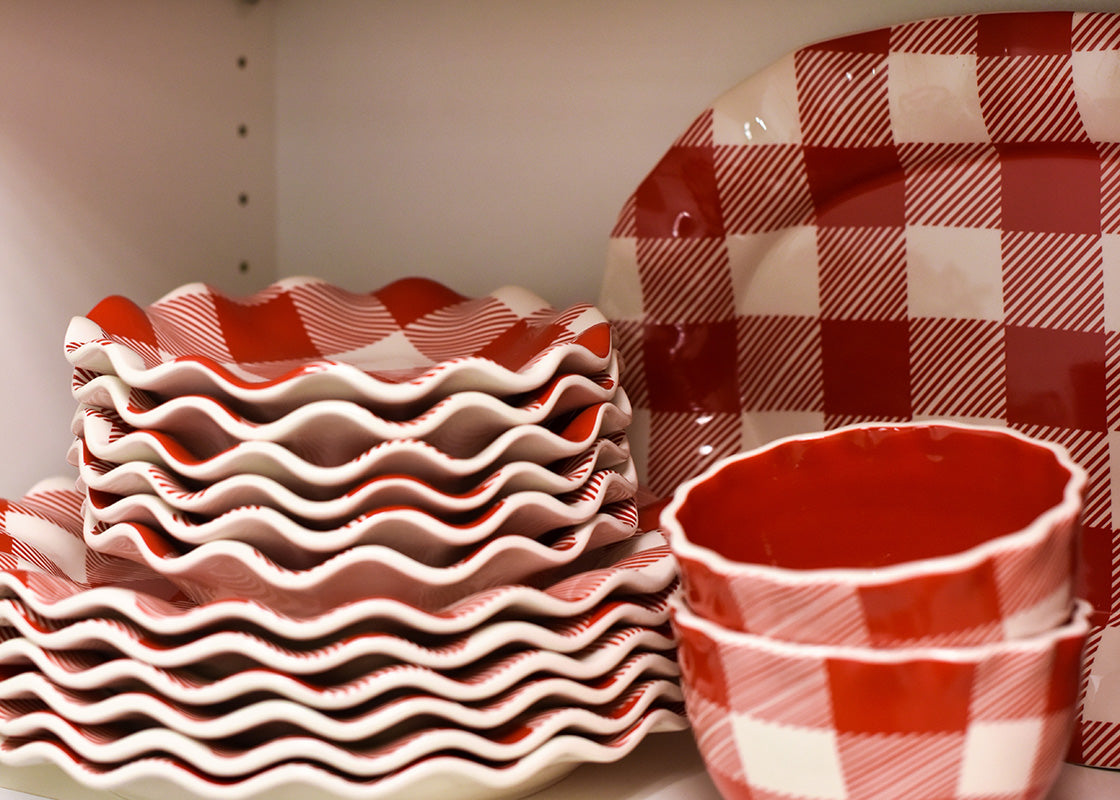 Buffalo Ruffle Dinner Plate Red, Set of 4