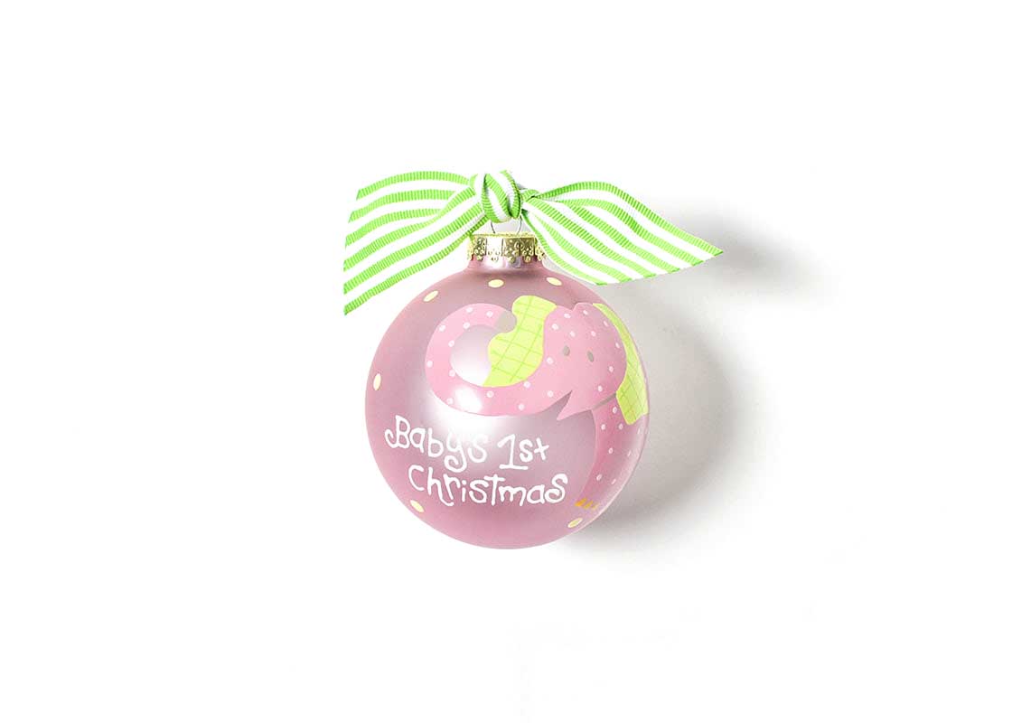 Elephant Pink Glass Ornament
