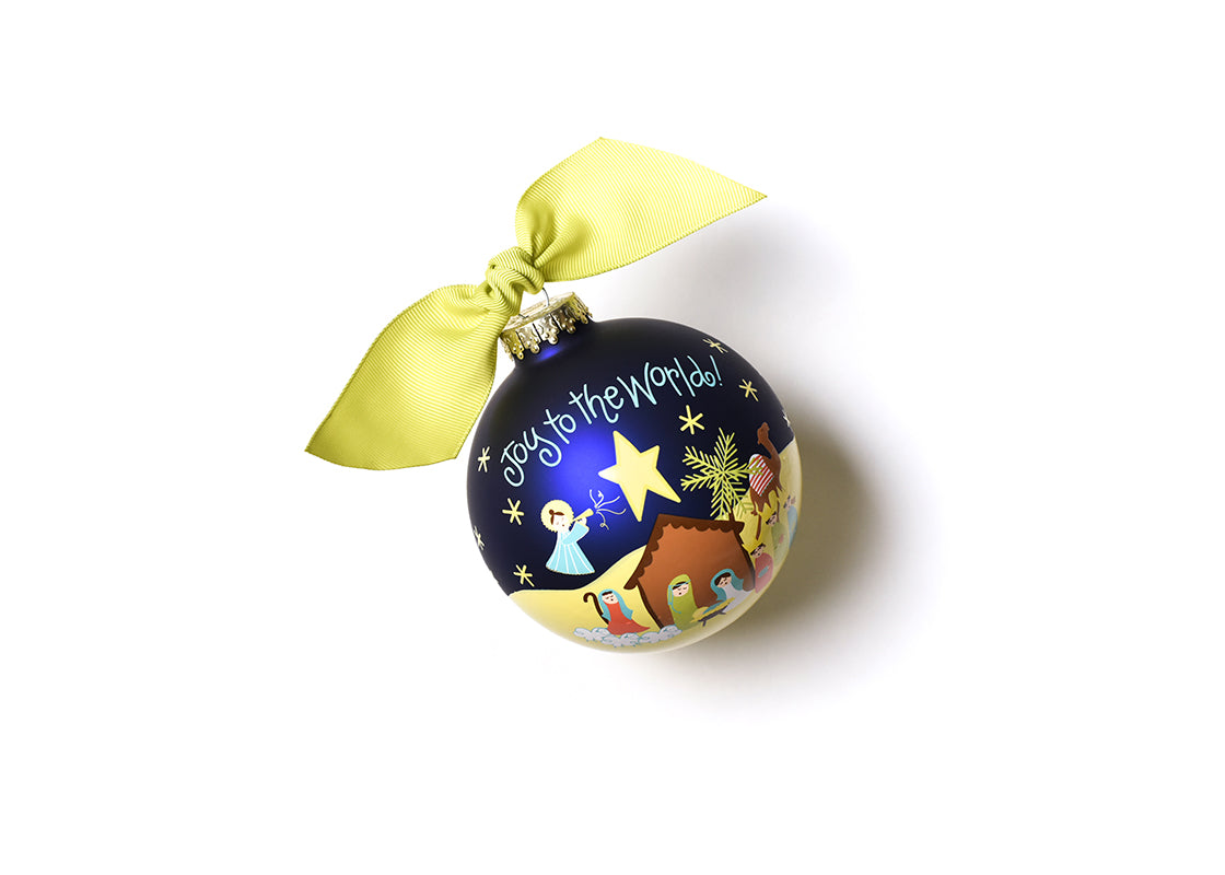 Joy to the World Nativity Glass Ornament