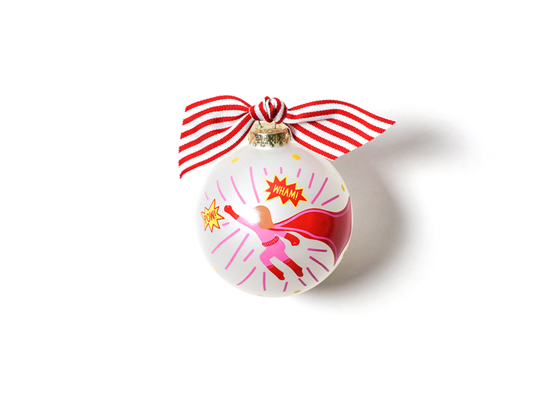 Superhero Girl Glass Ornament
