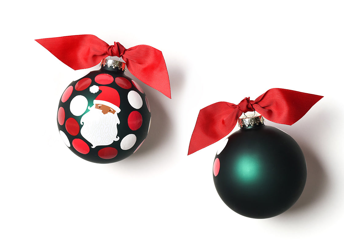 Ho Ho Ho Santa glass Ornament, Brown Skin