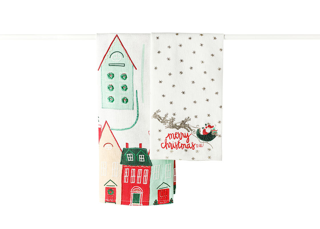 Christmas in the Village Santa Towels, Set of 2