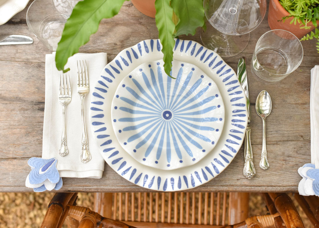 Iris Blue Drop Ruffle Dinner Plate