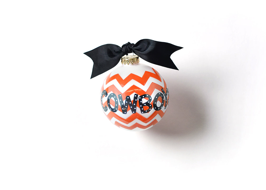 Oklahoma State Chevron Glass Ornament