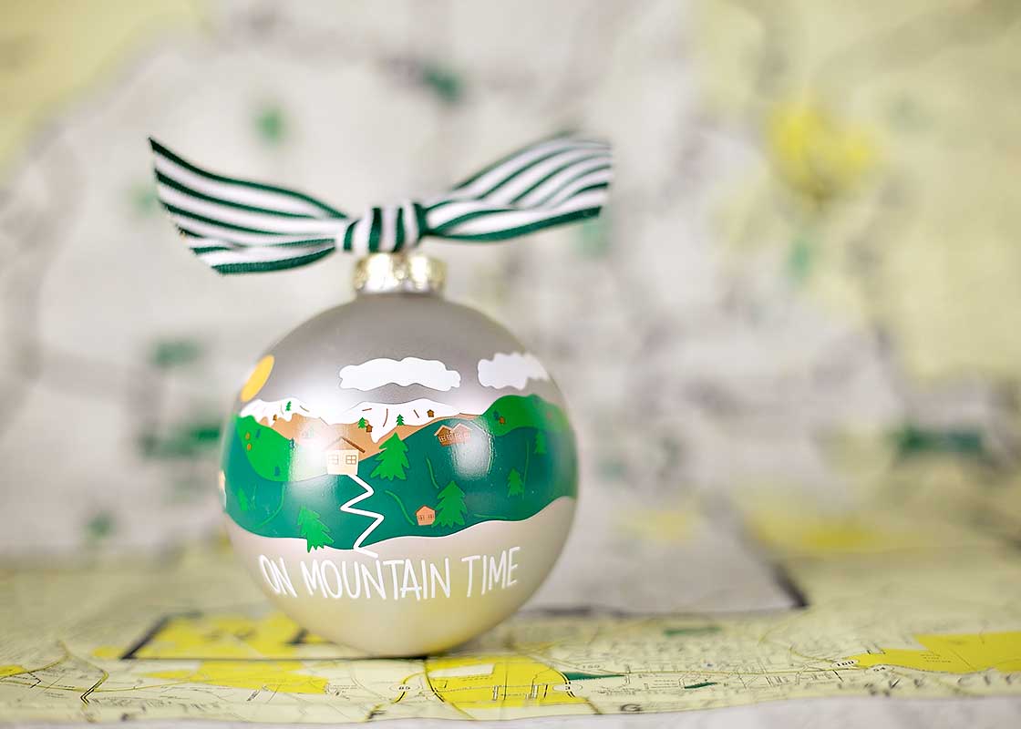 On Mountain Time Glass Ornament