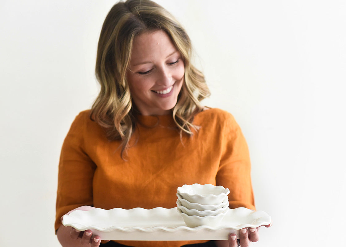 Signature White Ruffle Dipping Bowl