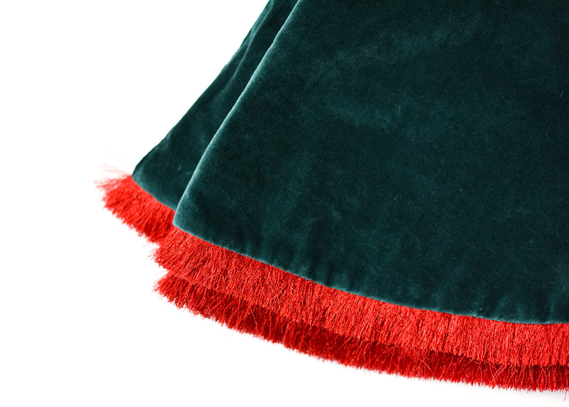 Pine Velvet Tree Skirt With Trim