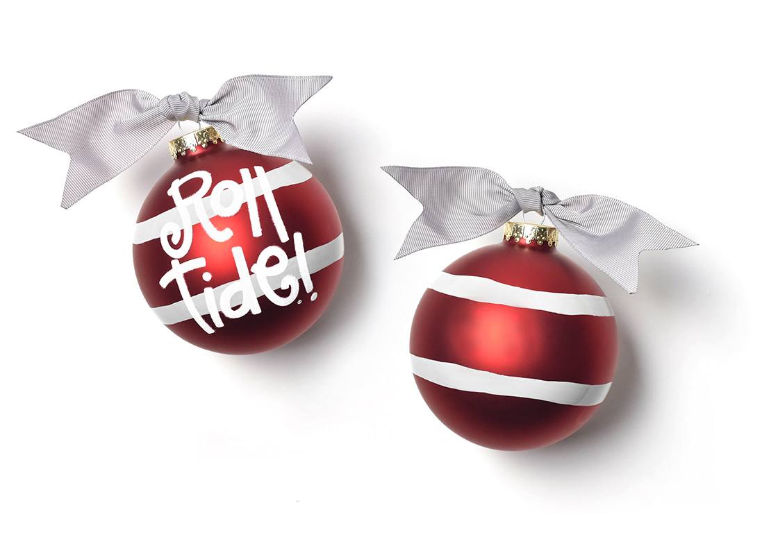 University of Alabama Stripe Glass Ornament