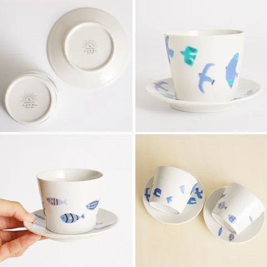 Fish-themed cup and saucer