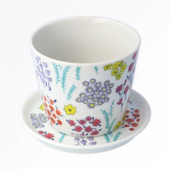 Floral Cylindrical Cup and Saucer Set