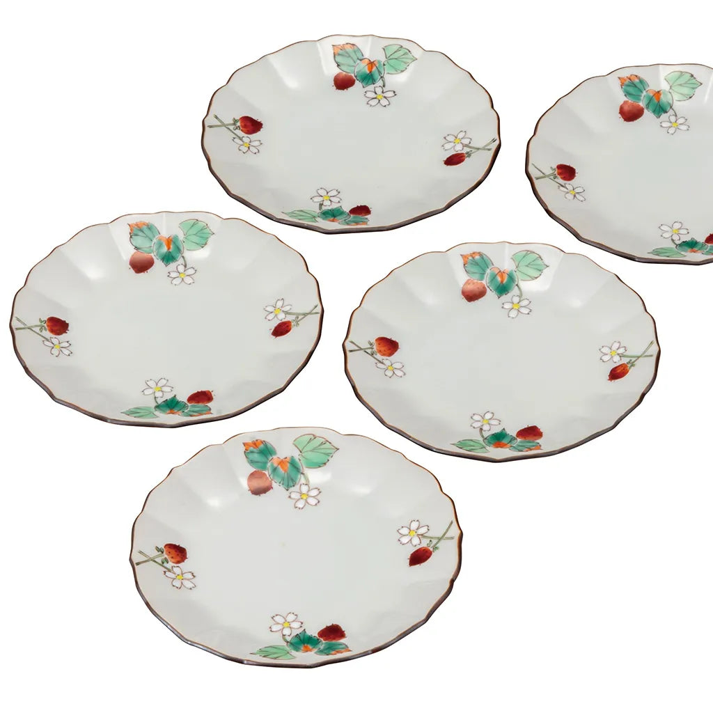 Scalloped Strawberry Plate Set