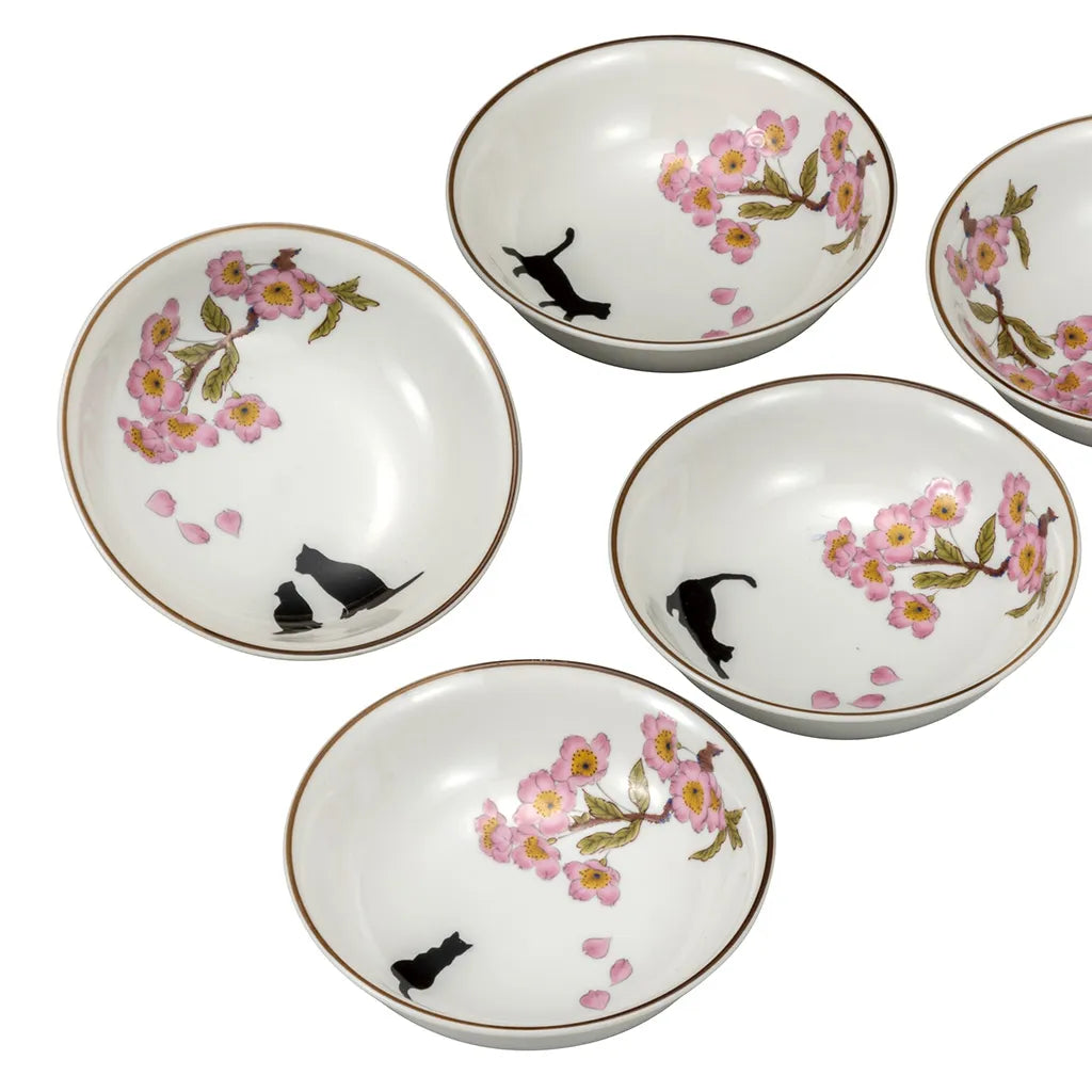 Cat and Flower Serving Bowls