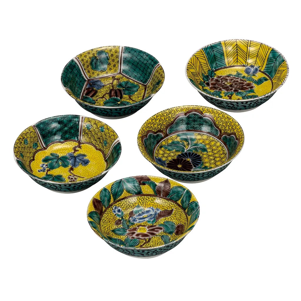 Hand - painted shallow bowl set