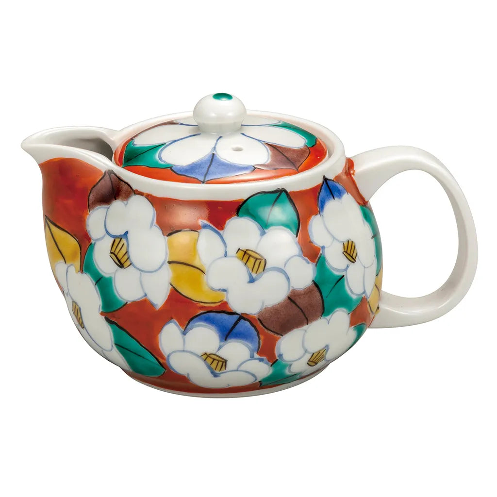 Compact floral pouring teapot