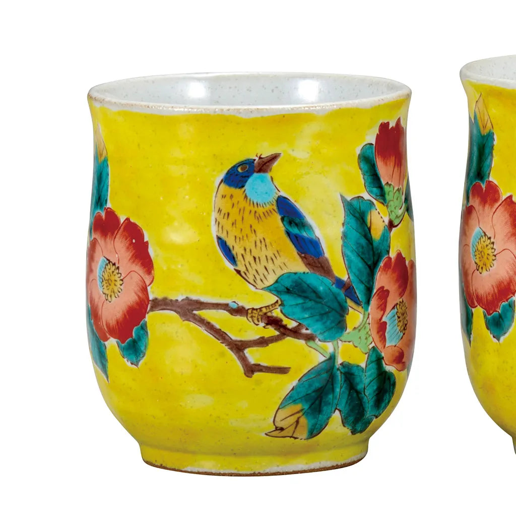 Floral bird cup set