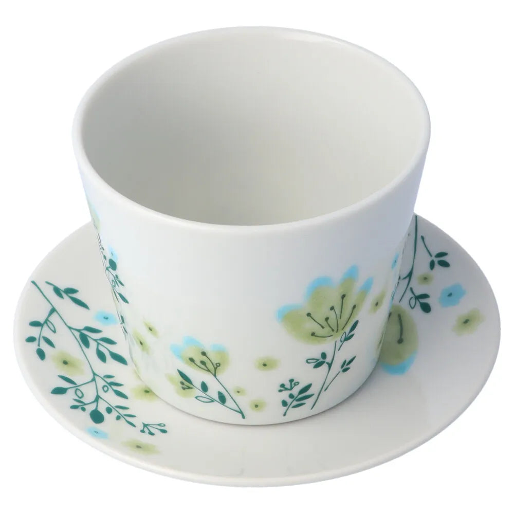 Tapered Cup with Floral Saucer