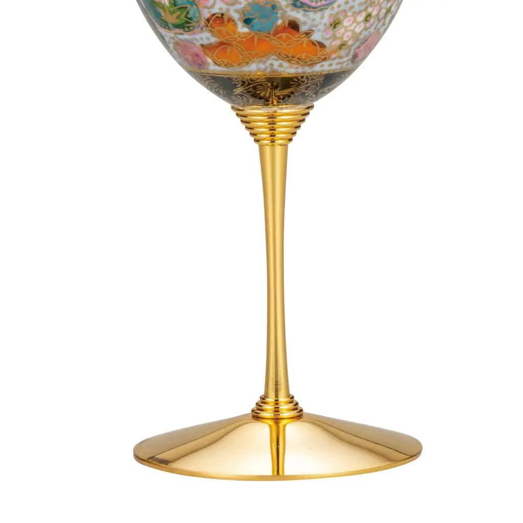 Floral-painted wine goblet