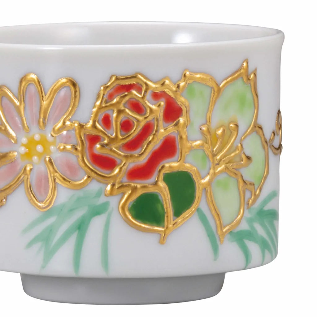 Flowered cylindrical teacup